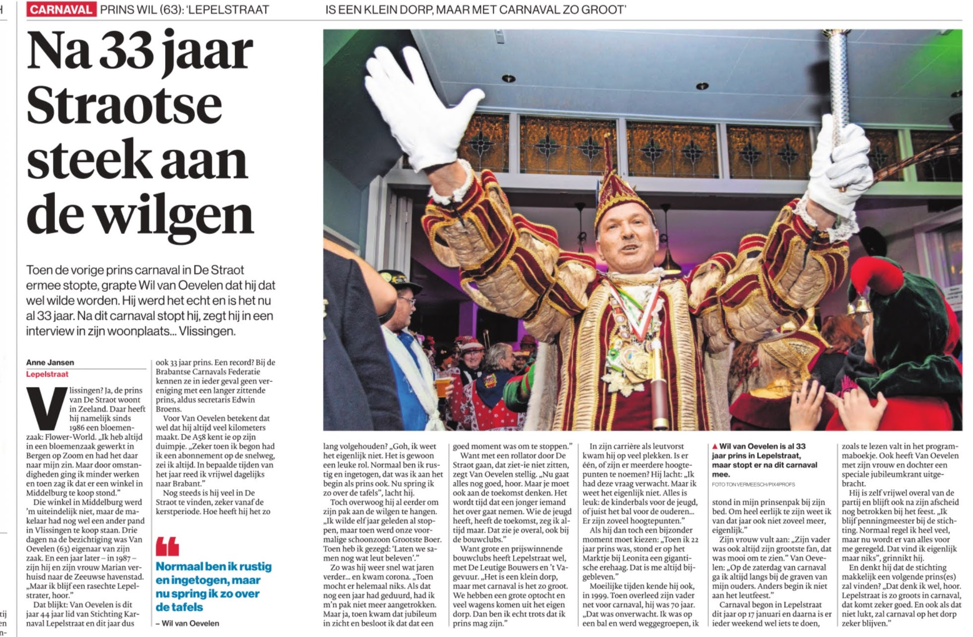 prins wil I lepelstraat neemt afscheid na 33 jaar  bessembinders