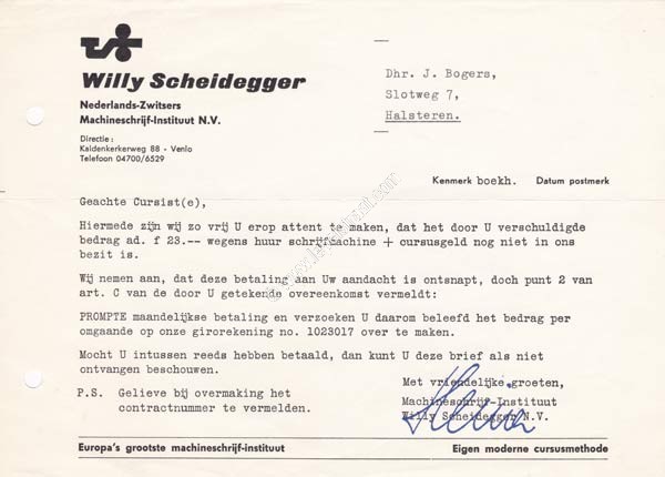 Willy Scheidegger type diploma kosten